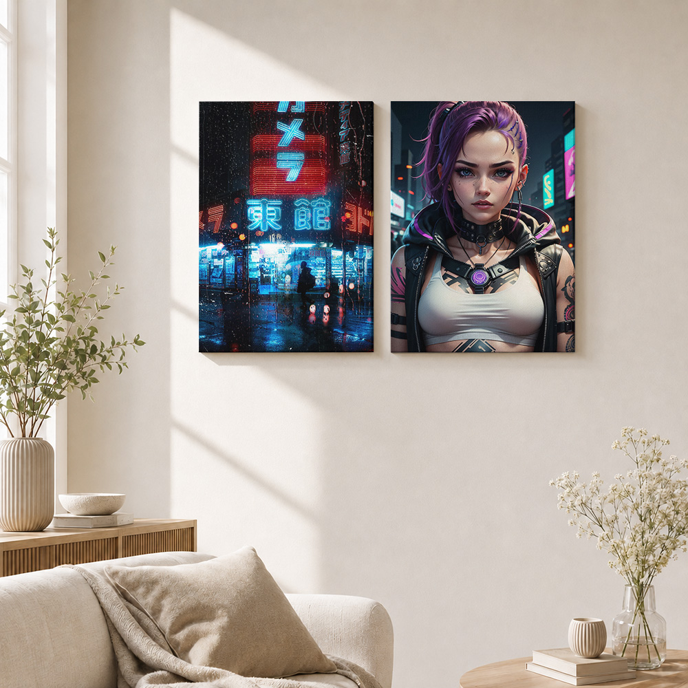 Cyberpunk Canvas Print Poster  - Office Technologies 评论和价格